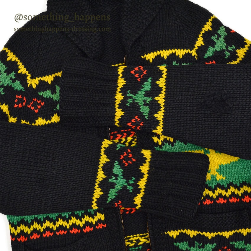 1950's INDIAN THUNDERBIRD HAND KNIT COWICHAN SWEATER BLACK...