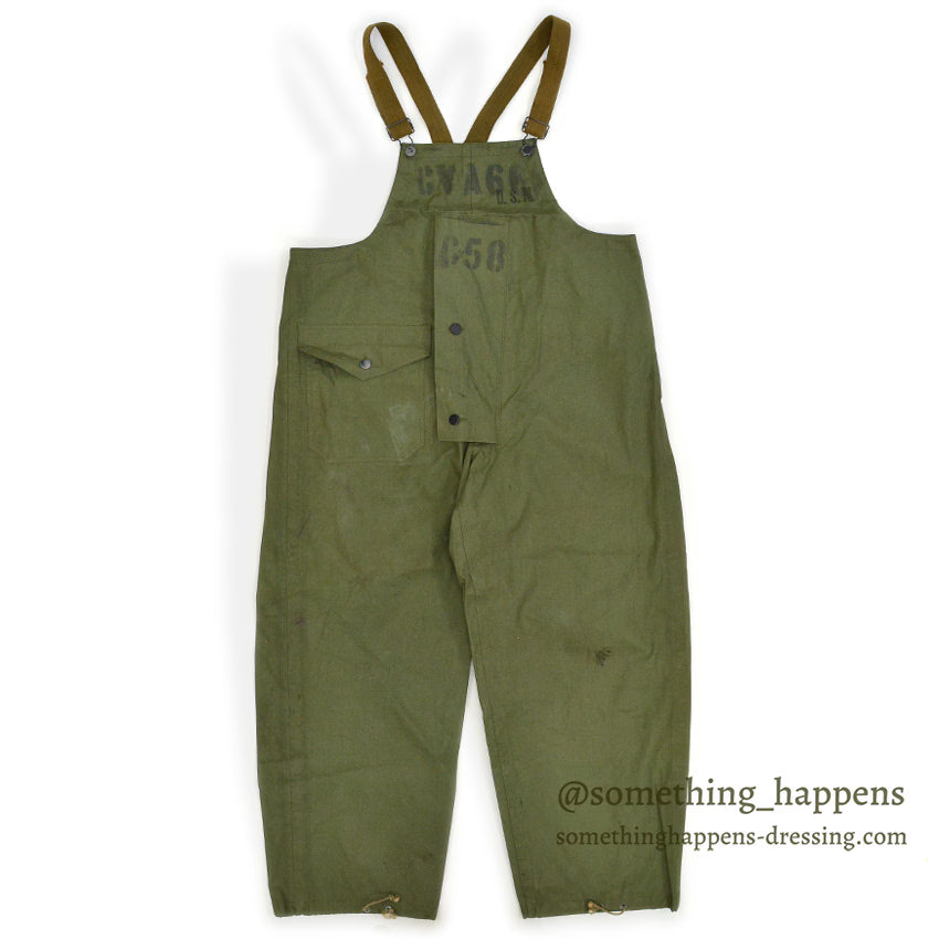 1940's USNAVY WW2 RAIN BIB OVERALL STENCIL... MEDIUM