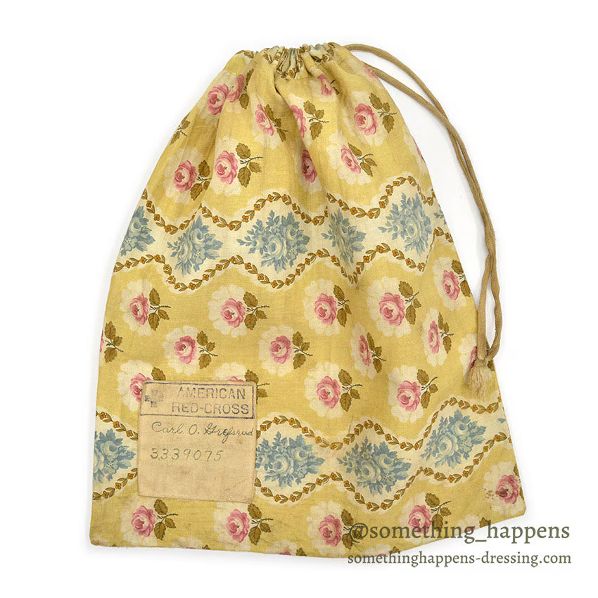 1910's〜 WW1 ERA AMERICAN RED CROSS FLORAL FABRIC DITTY BAG ...