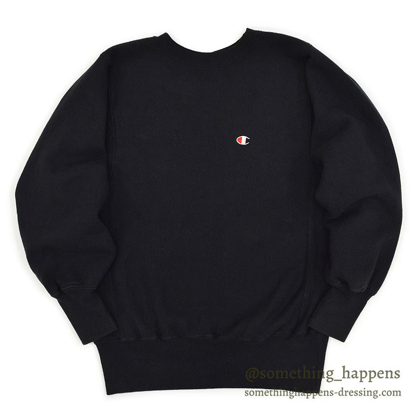 1990's CHAMPION PLAIN BLACK REVERSE WEAVE SWEAT SHIRT ... SMALL