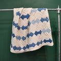 ANTIQUE BOWTIE INDIGO CALICO PATCHWORK CRIB QUILT... 122cm/100cm