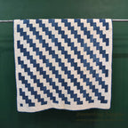 ANTIQUE LIGHTNING STREAK ZIG ZAG INDIGO STAR CALICO PATCHWORK QUILT... 195cm/120cm