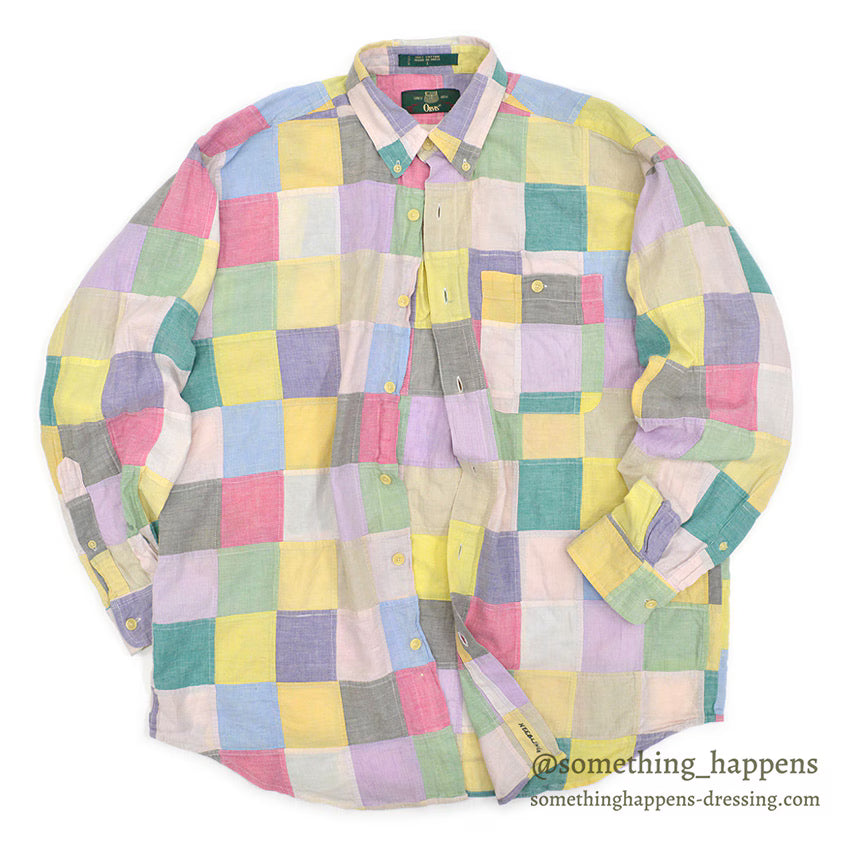 1990's ORVIS CRAZY COLOR PATCHWORK BD L/S SHIRT ... L