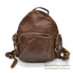 ~1970's PK DARK BROWN LEATHER BACKPACK...