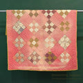 ANTIQUE NINE PATCH CALICO PATCHWORK RED CRIB QUILT FADED... 120cm/99cm