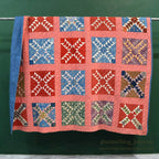 ANTIQUE WILD GOOSE CHASE RED/INDIGO PATCHWORK QUILT... 171cm/171cm