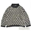 OLD ECUADOR HAND MADE WOOL KNIT SWEATER CROSS B/ W ... L