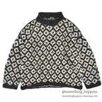 OLD ECUADOR HAND MADE WOOL KNIT SWEATER CROSS B/ W ... L