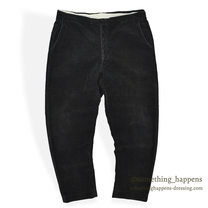 1960's BLACK CORDUROY SLACKS...W35/L28
