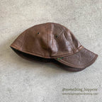 1980's~ BICK BROWN LEATHER CAP...XL