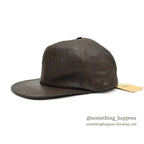 1980's DEADSTOCK ADVENTURE BOUND DARK BROWN LEATHER CAP...