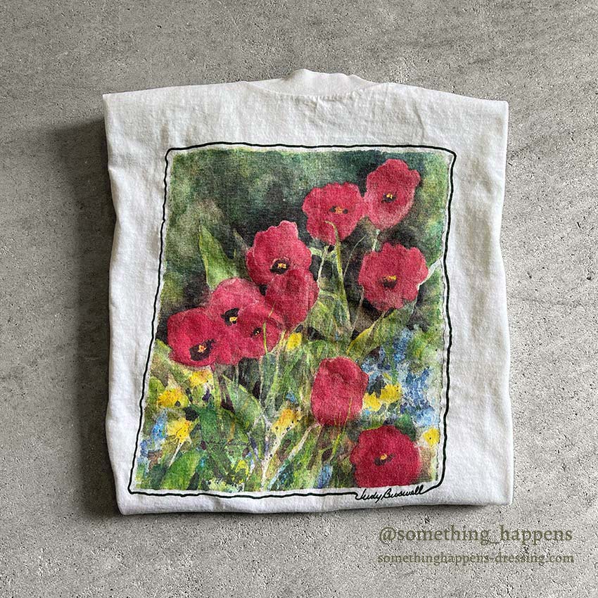 1990's ONEITA JUDY BUSWELL FLOWER ART PRINT T-SHIRT ... XL