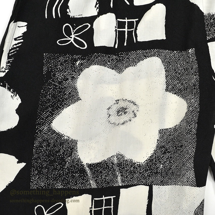 1980's JAMS WORLD FLOWER MONOCHROMATIC RAYON PANTS...M