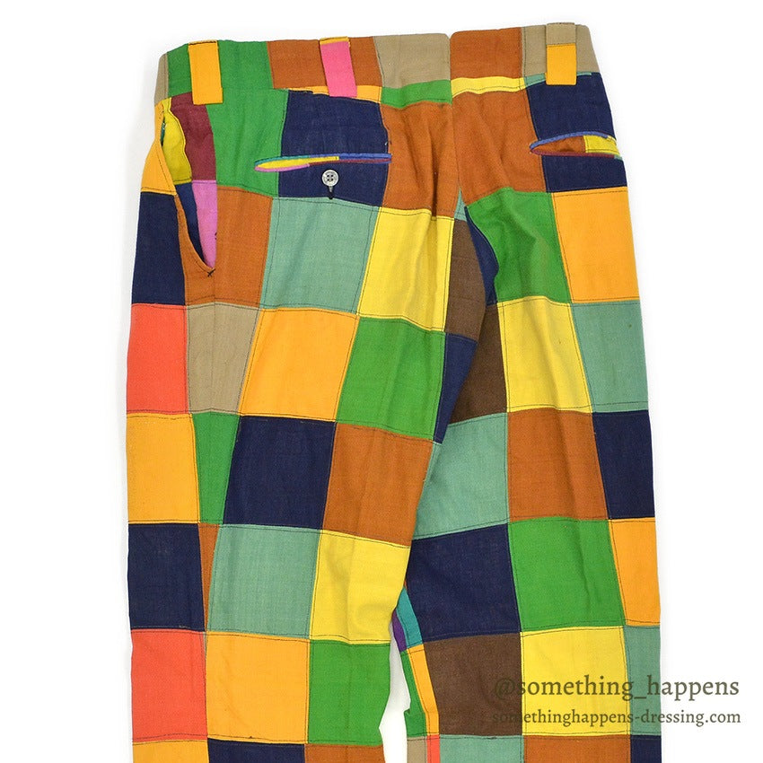1970's DARIEN SPORT SHOP INDIA MADRAS CRAZY PATCHWORK PANTS... W34/L29