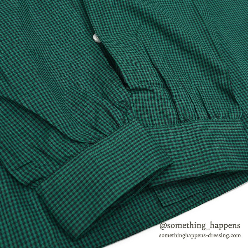 1950's~ DEADSTOCK COLEBROOKE GREEN/BLACK PIN CHECK L/S SHIRT... L