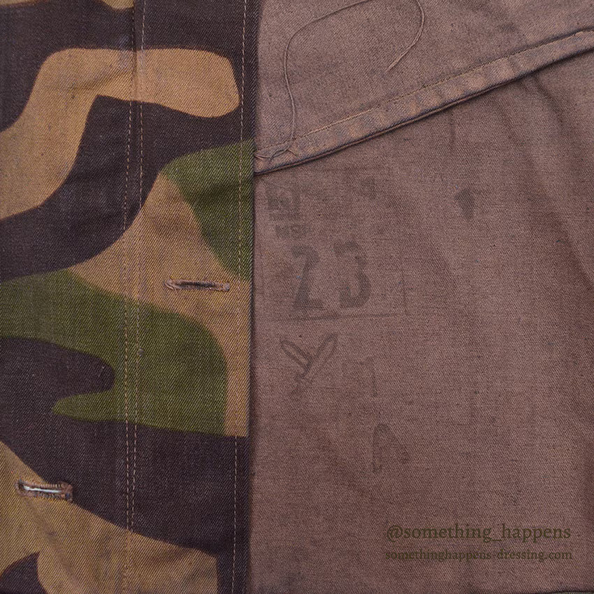 1960's CZECHOSLOVAKIA MILITARY BROWN DYED SALAMANDER PATTERN CAMO COAT...
