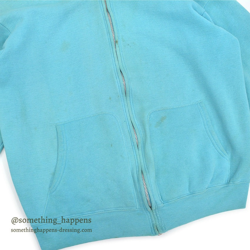 1960's PENNEY'S TURQUOISE ZIP UP SWEAT SHIRT RARE COLOR ... L