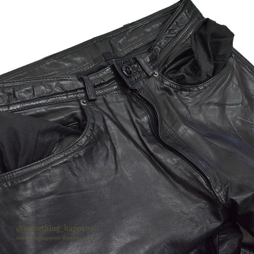 1970's~ SCULLY BLACK LEATHER PANTS...W33/L29