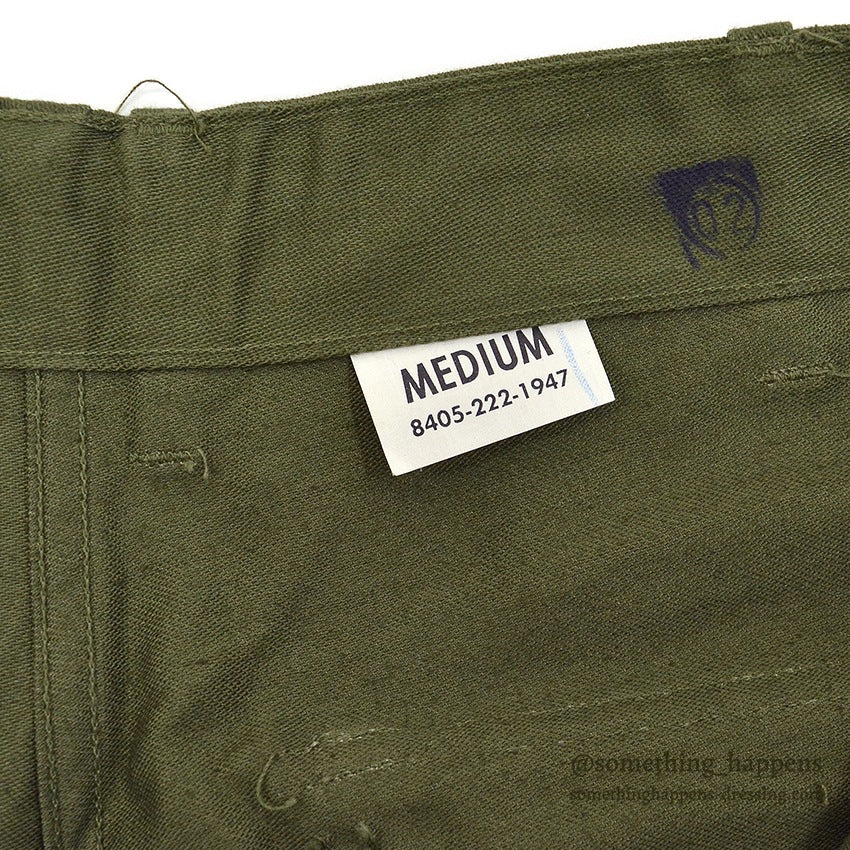1960's DEADSTOCK USARMY TROUSERS, MEN'S, COTTON SATEEN OG107 ... MEDIUM
