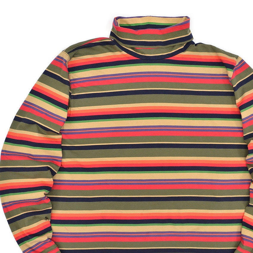 1990's LAND'S END COTTON TURTLE NECK L/S SHIRT MULTI COLOR STRIPE ... XL