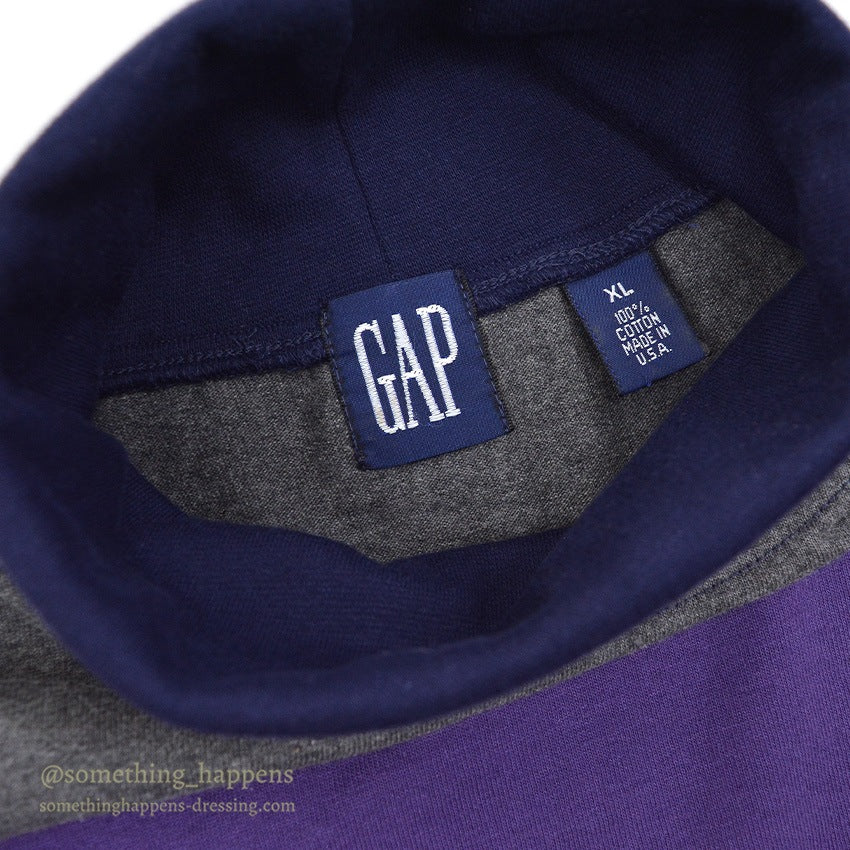 1980's~ GAP BORDER COTTON TURTLE NECK L/S SHIRT ... XL