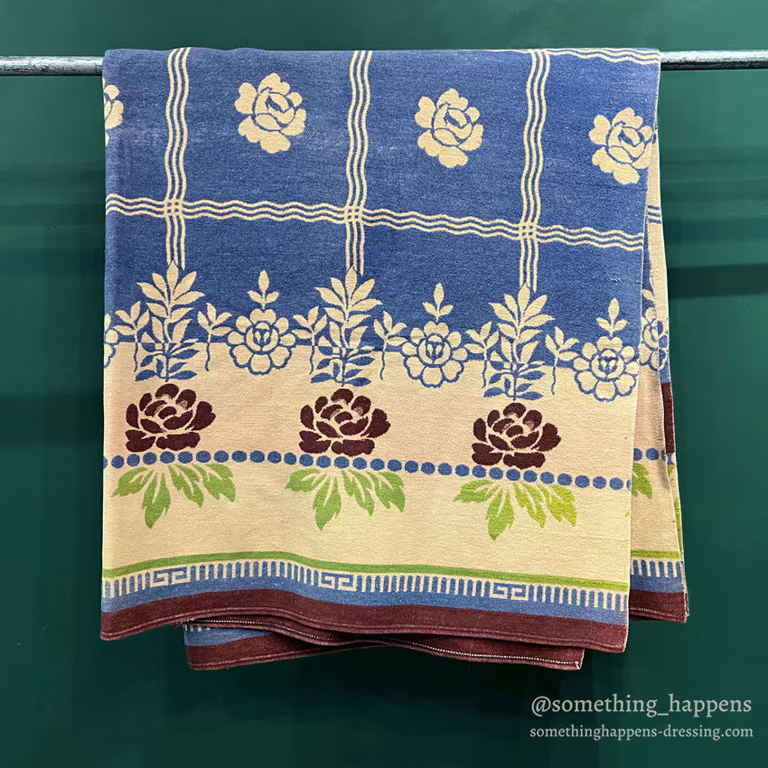 ~1950's BEACON FLORAL PATTERN BLANKET ... 180cm/160cm
