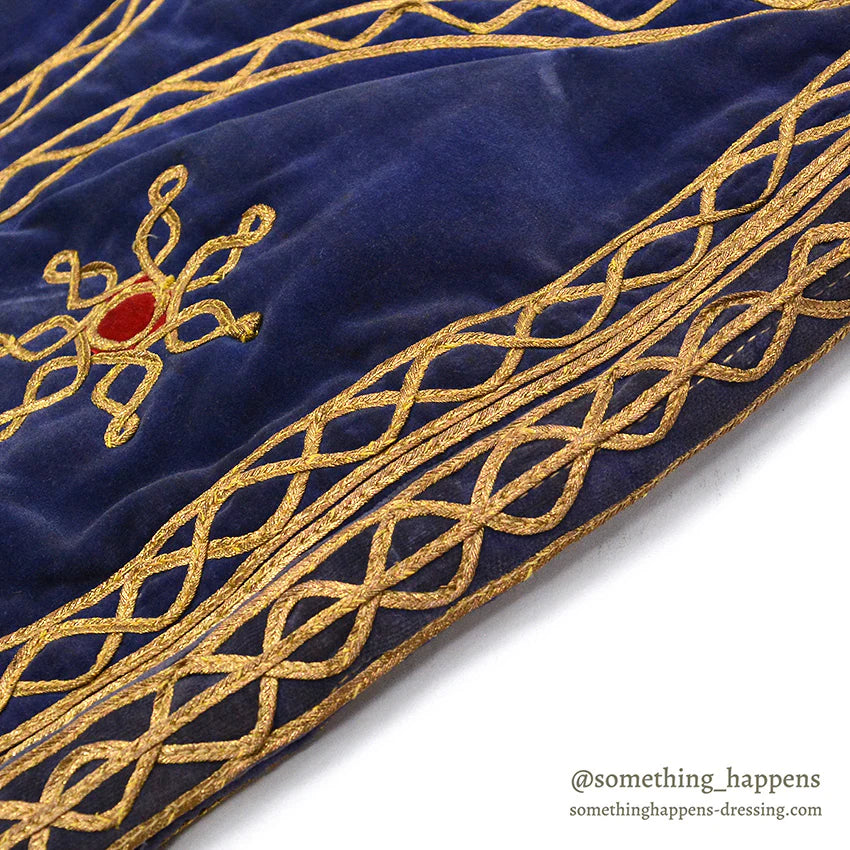 1950's~ KHYBER HAND MADE EMBROIDERED BLUE VELVET SHOULDER BAG...