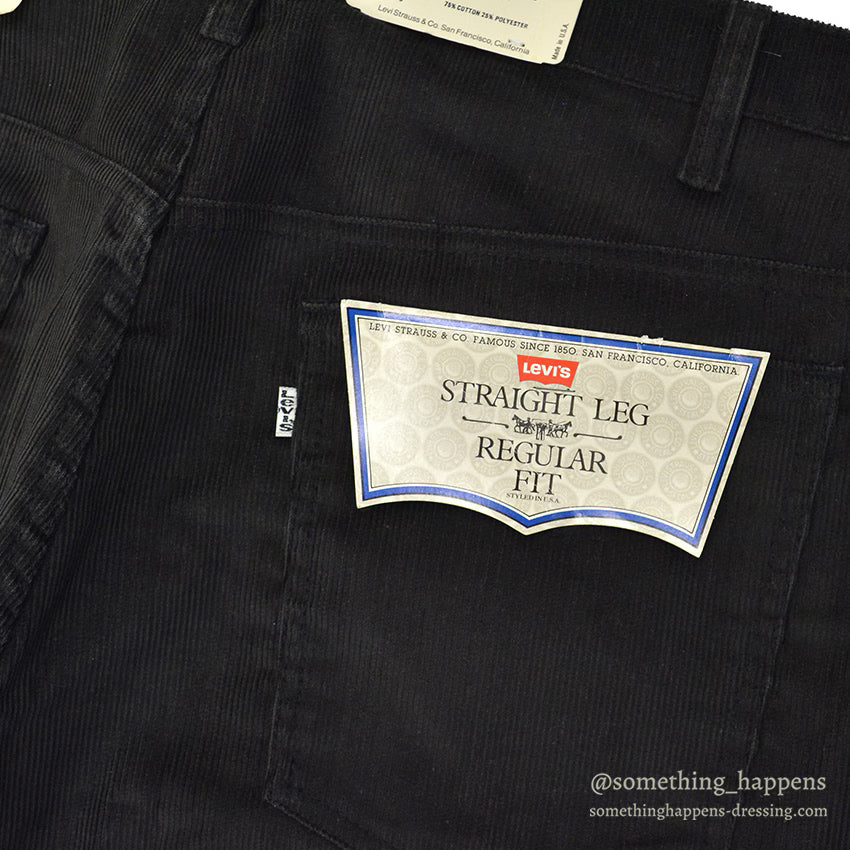 1980's DEADSTOCK Levi's 519-1558 BLACK CORDUROY PANTS... W38/L32