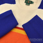 1990's J.CREW MULTI WIDE BORDER WOOL SWEATER... XL