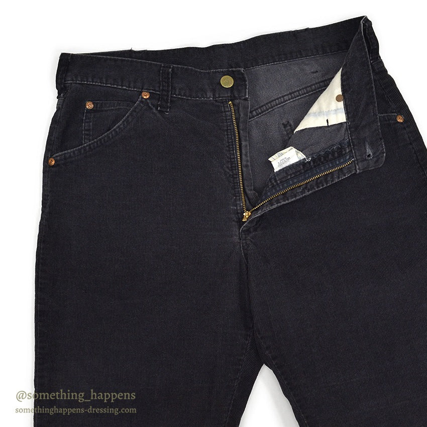 1980's Lee 200 CORDUROY PANTS BLACK 42TALON ... W32/L35