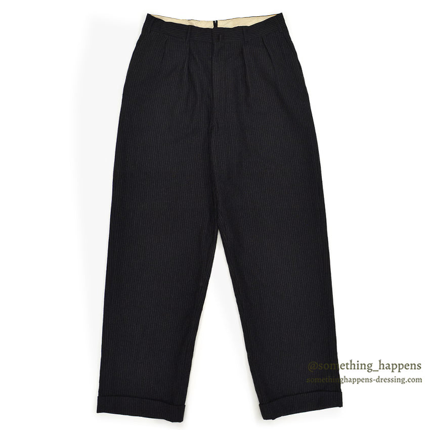 1950's BROOKS BROTHERS BLACK/GRAY STRIPE WOOL SLACKS ... W31/L31