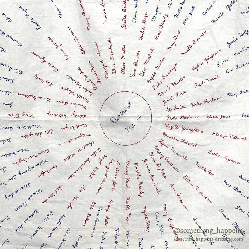 ANTIQUE WOMEN'S CLUB OVER 200 SIGNATURES EMBROIDERY CLOTH UNUSED...