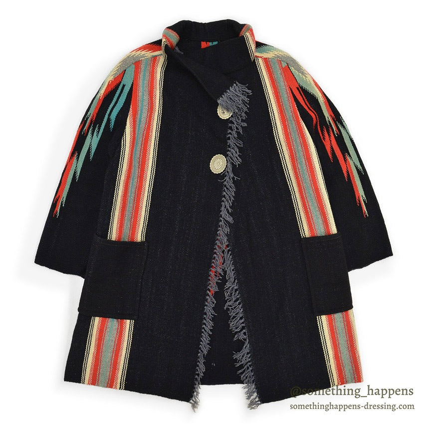 ~1940's CHIMAYO BLANKET JACKET BLACK...