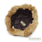 1980's LLBEAN NORTH KING NATURAL RABBIT FUR WITH COTTON CLOTH HAT... XL