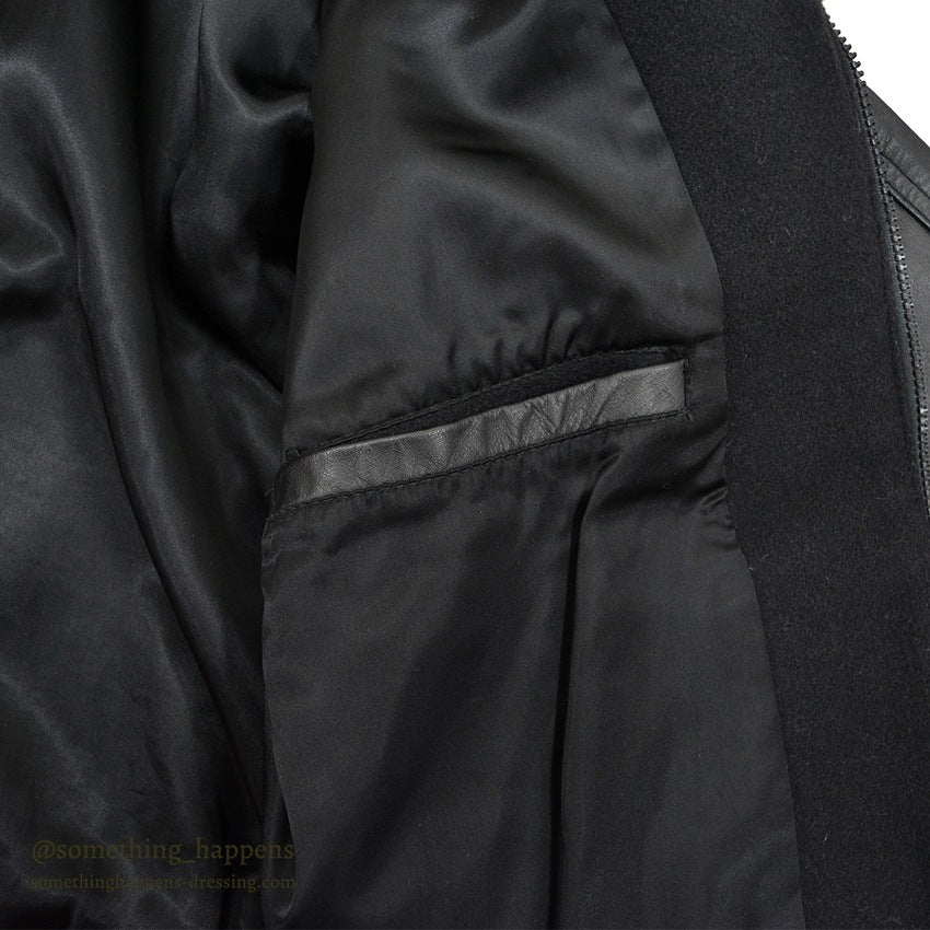 1990's~ CHARMED ALL BALCK WOOL / LEATHER JACKET .... M
