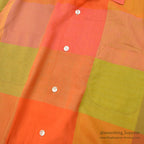 1960's~ OVEN-SET BLOCK PANEL PLAID SHIRT ... L