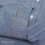 1970's DEADSTOCK WOOLRICH ALL COTTON CHAMBRAY SHIRT ORANGE SELVEDGE ... M
