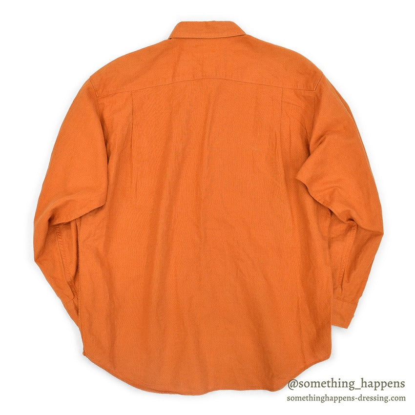1980's BANANA REPUBLIC SAFARI & TRAVEL ORANGE LINEN SHIRT ... L
