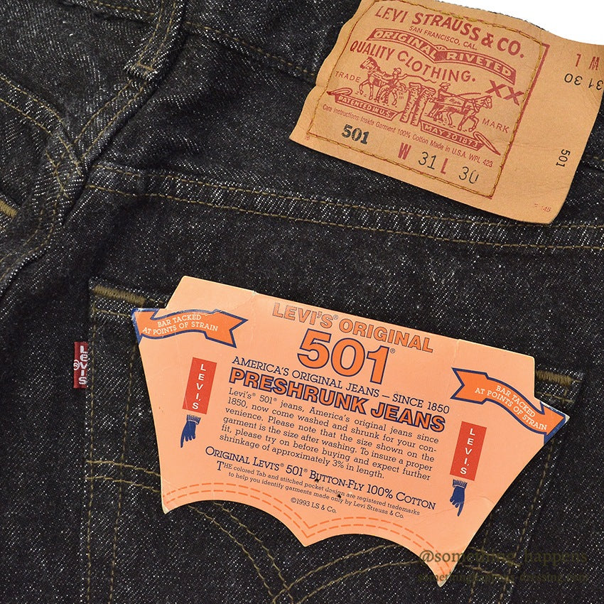 1990's DEADSTOCK Levi's 501 BLACK DENIM PANTS ... W31/L30