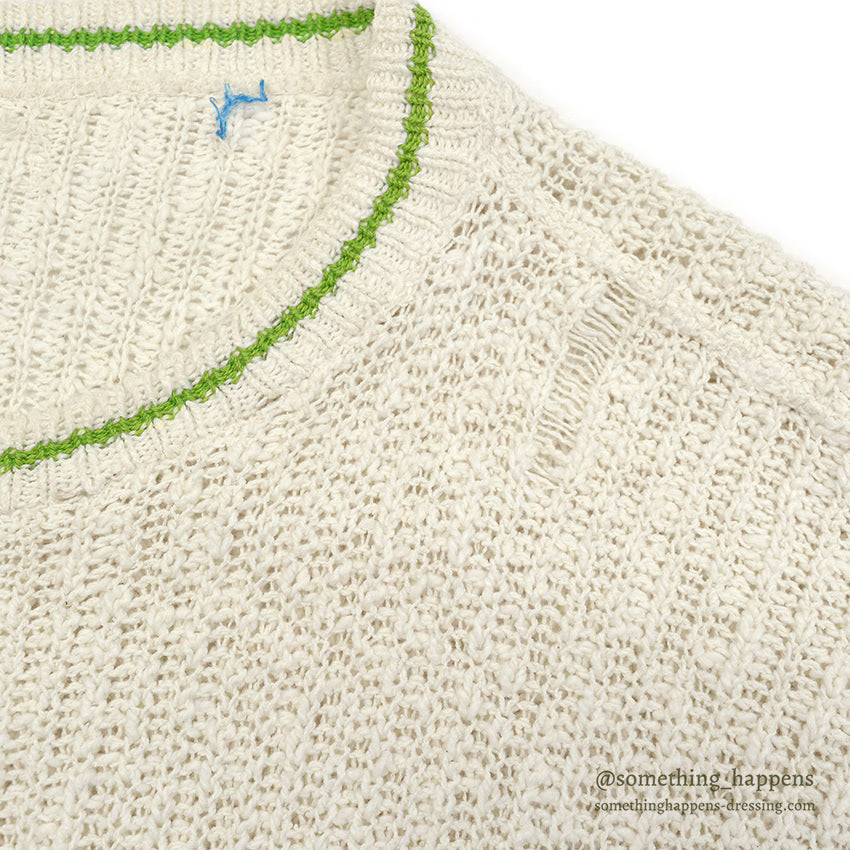 1960's~ OLD COTTON KNIT S/S SWEATER ...