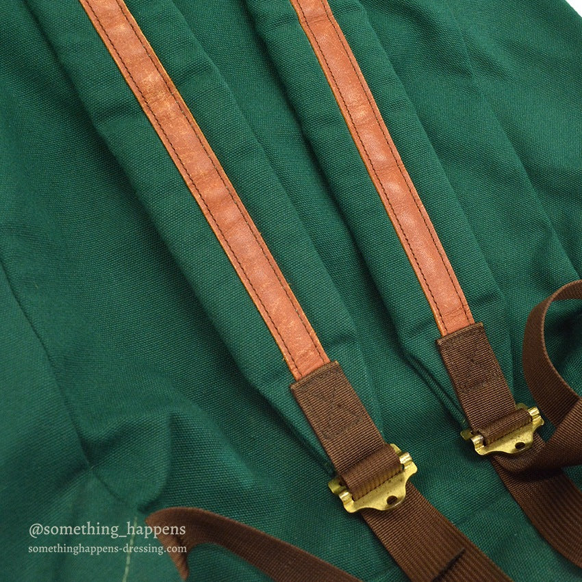 ~1980's LLBEAN GREEN CANVAS / BROWN LEATHER BACK PACK...