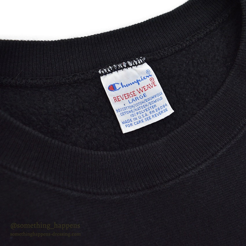 1990's CHAMPION REVERSE WEAVE SWEAT SHIRT BLACK 3 COLOR EYES LOGO ... L