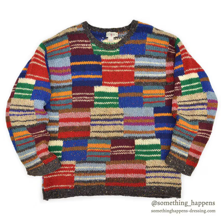 1990's J.CREW MULTI-COLOR WOOL KNIT SWEATER... M