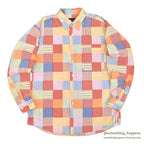 1990's J.CREW PRINT PATCHWORK SHIRT / NICE COLOR ... M