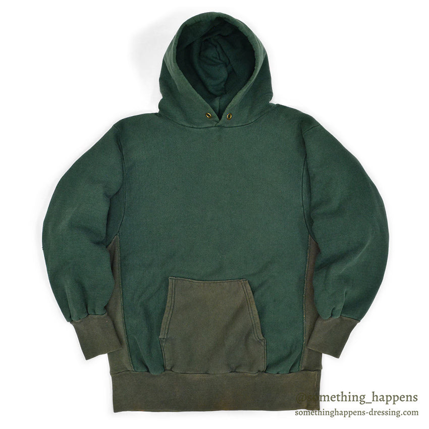 1990's CHAMPION BLANK REVERSE WEAVE SWEAT PARKA / GREEN TWO-TONE ... XL