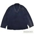 1930's~ OLD DARK NAVY KNIT WOOL SWEATER / FADED...