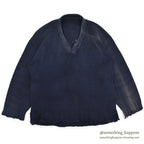 1930's~ OLD DARK NAVY KNIT WOOL SWEATER / FADED...