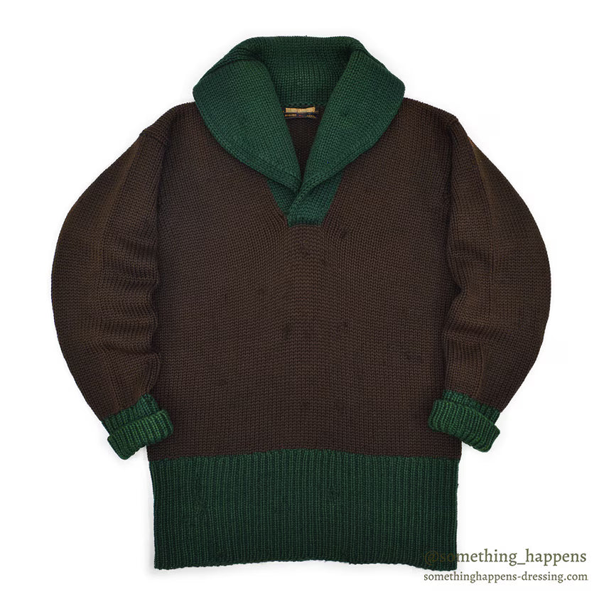 1930's Oakes Bros TWO-TONE SHAWL COLLAR SWEATER...