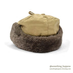 1960's EDDIE BAUER MOUTON FUR DOWN HAT / AUTUMN TAN...XL