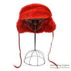 1960's EDDIE BAUER MOUTON FUR DOWN HAT / HUNTER'S RED...XL